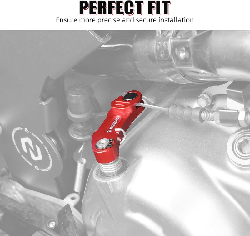 NICECNC Clutch Puller Cable Arm Billet Aluminum Compatible with Yamaha Raptor 700 2006-2026, Raptor 700R 2011-2026 Red - Image 2